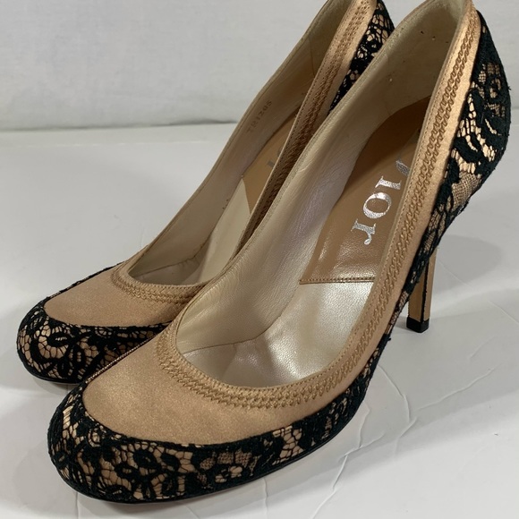 DIOR Tan Satin Lace Women's Pumps 37EU 7US - Picture 7 of 12